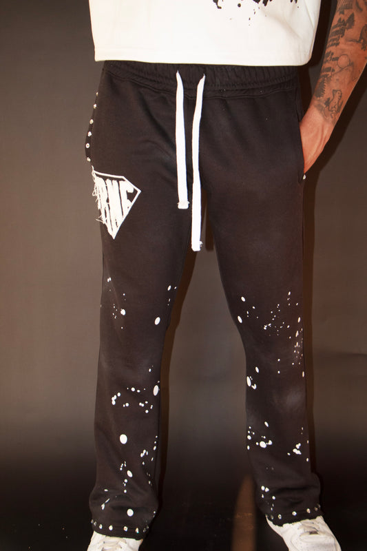 TRNF Rhinestone Flared Sweatpants "Black"