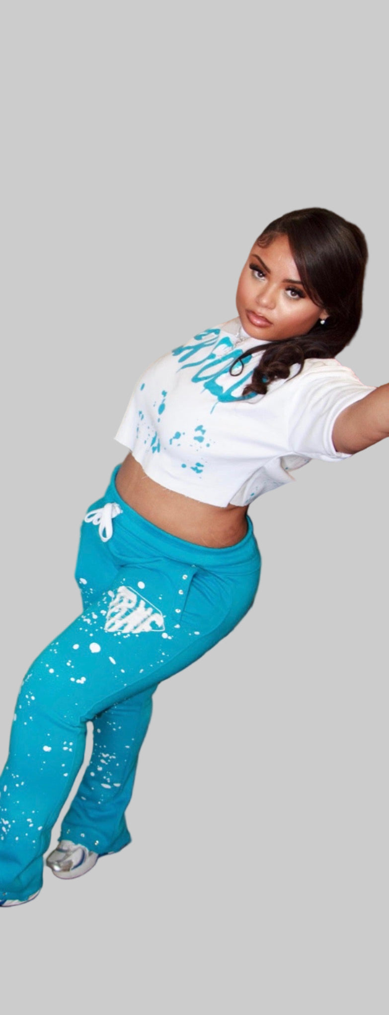 Women TRNF Rhinestone flared sweatpants "Sky Blue"