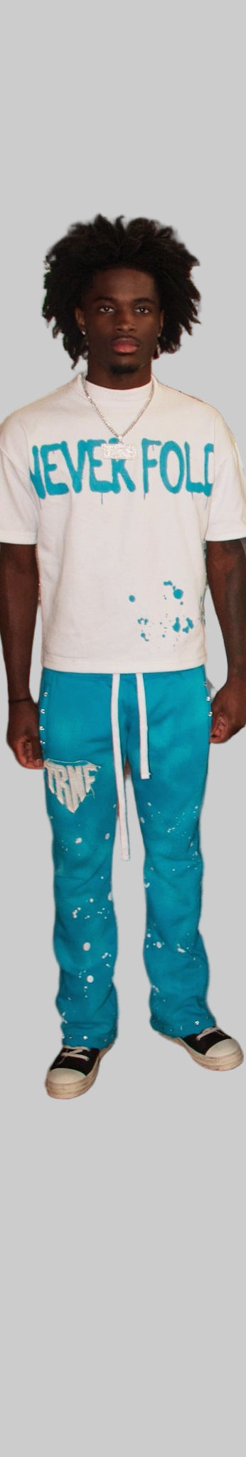 TRNF Rhinestone Flared Sweatpants "Blue"