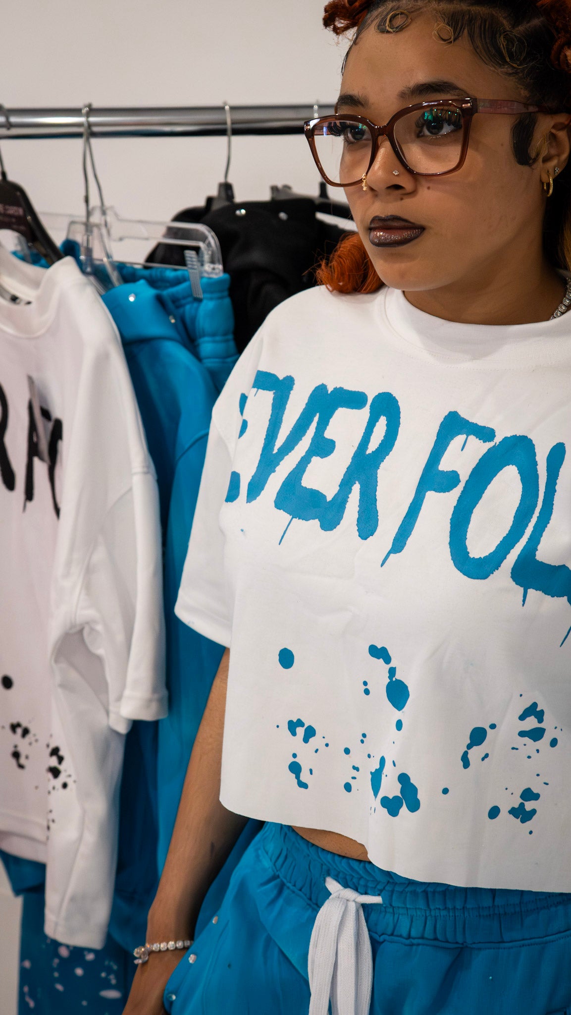 Never Fold Women Shirts "White/Sky Blue"