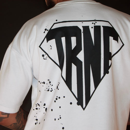 Never Fold Over-Sized Cropped shirt "White/Black