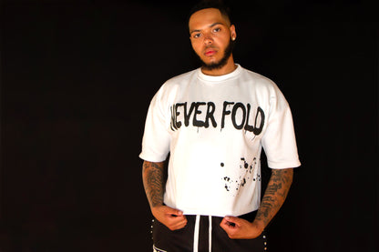 Never Fold Over-Sized Cropped shirt "White/Black