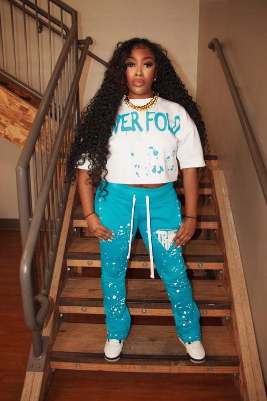 Women Never Fold Set "White/ Sky Blue"