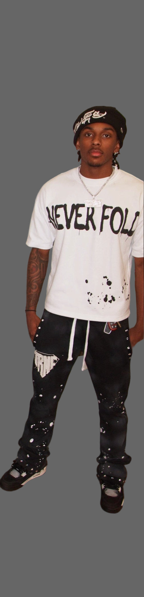 TRNF Rhinestone Flared Sweatpants "Black"